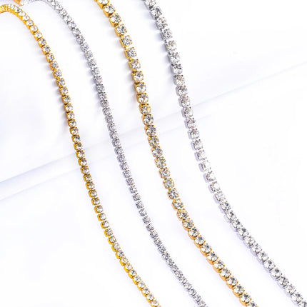 Hot Sale New Style Stainless Steel Charm Shine Zircon Crystal Necklace Link Chain For Women Girls Fashion Jewelry PlatiNum