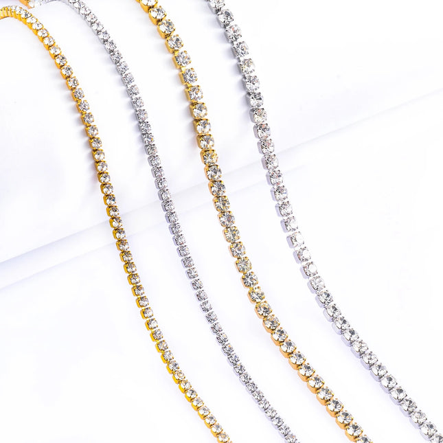 Hot Sale New Style Stainless Steel Charm Shine Zircon Crystal Necklace Link Chain For Women Girls Fashion Jewelry PlatiNum