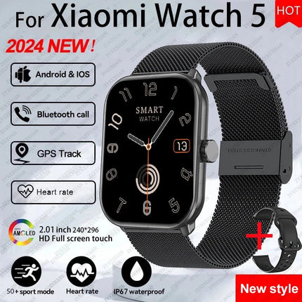 Per Xiaomi Watch 5 Smart Watch da uomo HD AMOLED schermo frequenza cardiaca chiamate Bluetooth localizzazione GPS Smartwatch sportivo impermeabile da donna platinumshop