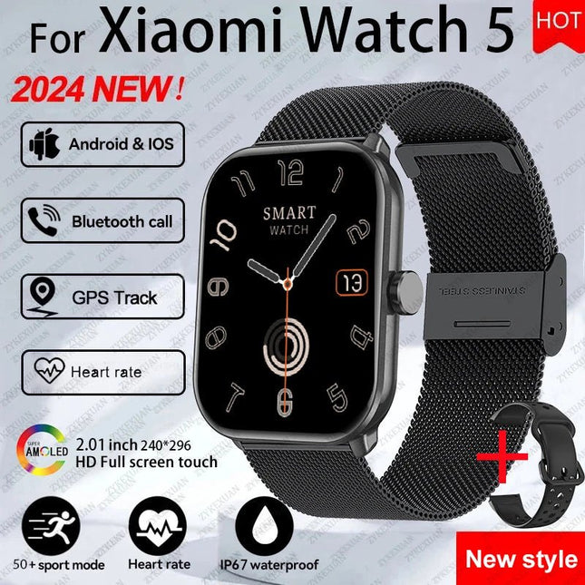 Per Xiaomi Watch 5 Smart Watch da uomo HD AMOLED schermo frequenza cardiaca chiamate Bluetooth localizzazione GPS Smartwatch sportivo impermeabile da donna platinumshop