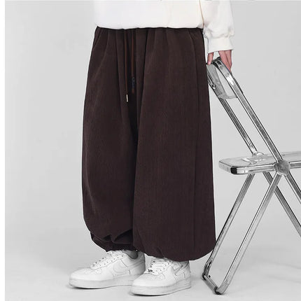 Comodi pantaloni da jogging da uomo 2026 nuovi pantaloni da lanterna di moda oversize in tinta unita da uomo pantaloni casual con coulisse Hip Hop Harajuku
