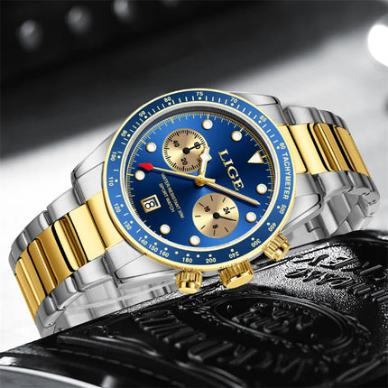 LIGE Nuovi orologi da uomo Orologi da polso al quarzo da uomo di lusso delle migliori marche Cronografo sportivo impermeabile e luminoso Relogio Masculino+BOX platinumshop