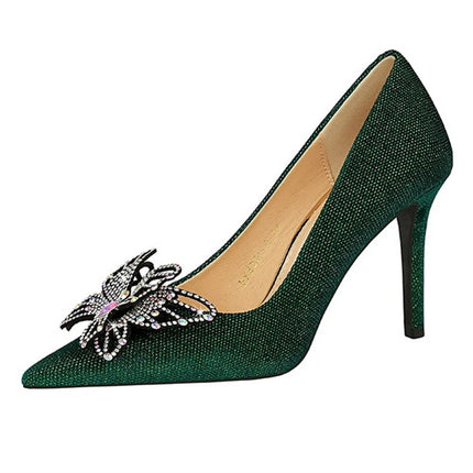 Tacchi sottili in pelle scamosciata stile europeo americano di lusso leggero ed elegante per banchetti Scarpe da donna con grandi fiocchi alla moda con tacchi altissimi