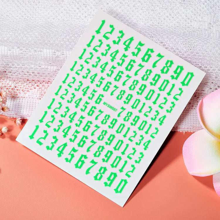 1PC 26-English Alphabet Number 3D Self-adhesive Nail Art Decal Sticker Word Small Letter Nail Decals Sticker Manicure Decoration