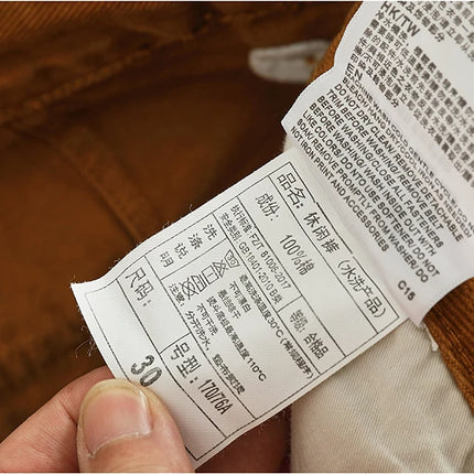 Retro heavy simple cargo pants men's loose straight leg casual pants pure cotton twill woven 3D vertical cut cone pants