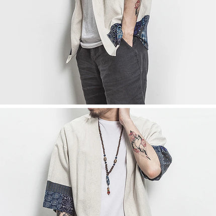 New Cotton Linen Shirt giacche uomo 2023Chinese Streetwear Kimono Shirt Coat Casual comodo Cardigan da uomo Plus Size 5XL
