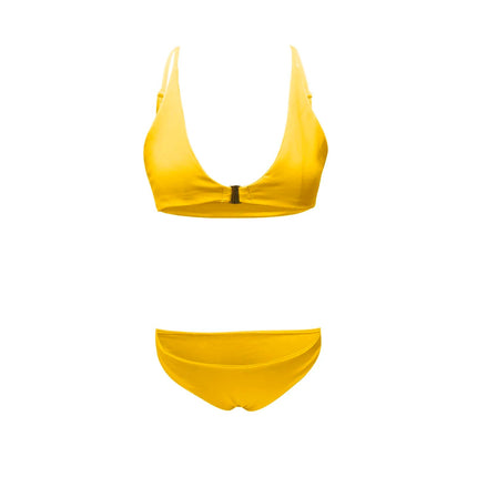 Muslimmuslimlim's Sexy muslimah Fashion tinta unita costumi da bagno donna vita alta Gold Lock Bikini Sexy Beachwear costume da bagno platinumshop