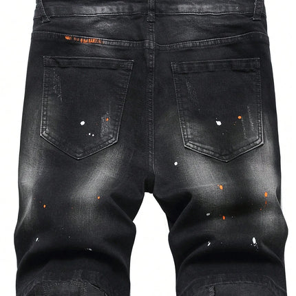 Pantaloncini strappati estivi Jeans da uomo Pantaloncini di jeans Pantaloni dritti elasticizzati Casual Freschi sottili al ginocchio Pantaloni quotidiani di marca di moda