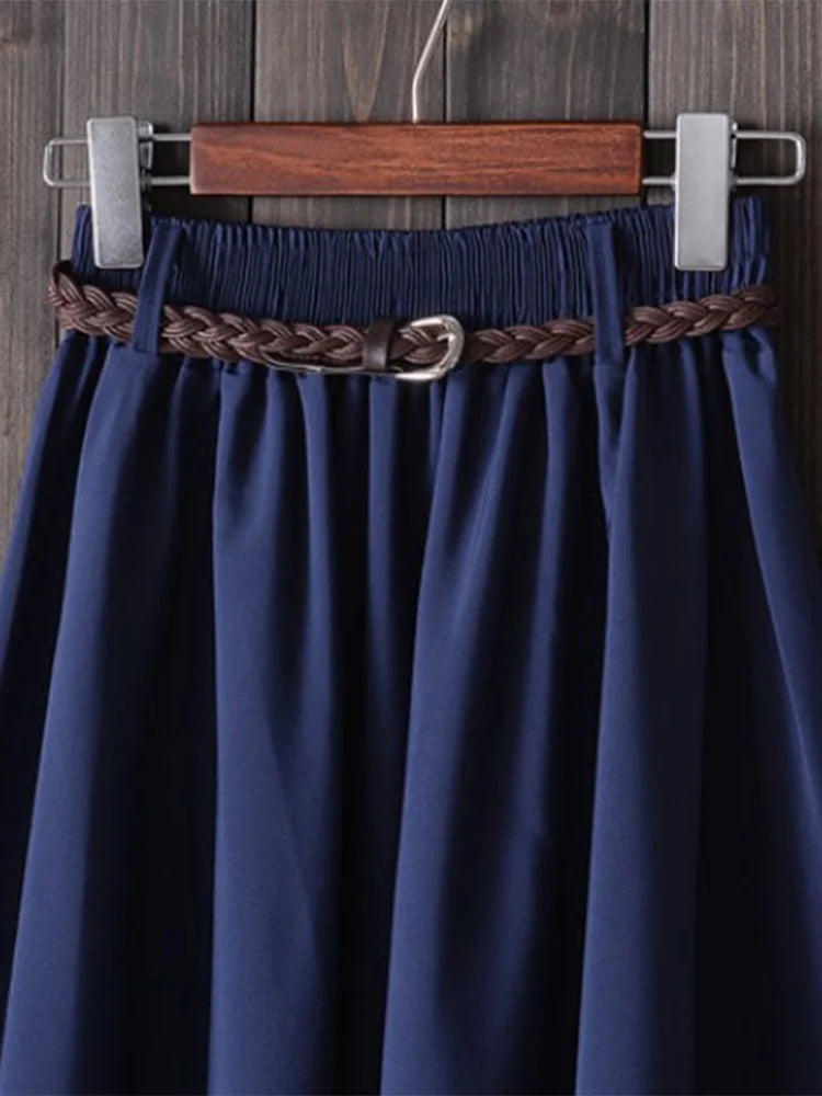 Gonna estiva midi al ginocchio da donna con cintura Gonna da scuola a pieghe a vita alta da donna coreana alla moda femminile
