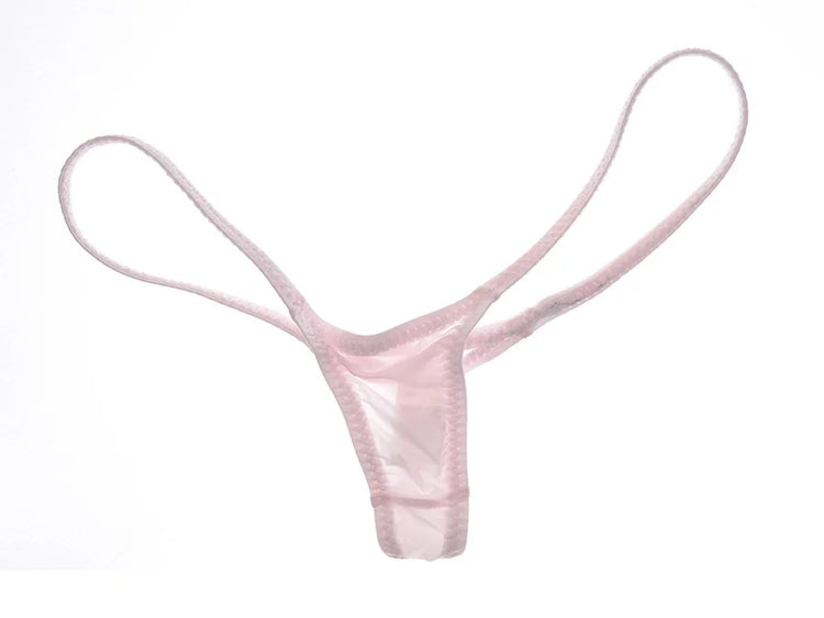 Women's Thin Ice Silk High Elastic Thong Mini Low-rise Sexy Sheer Single Layer Underwear