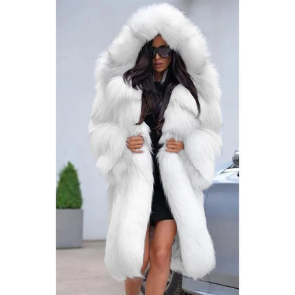 2026 Winter Women Faux Fur Jacket Coat Solid White Long Sleeve Thick Warm Overcoat Outwear Fluffy Coat For Women