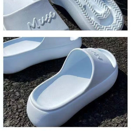 Women's Non-Slip Casual Slippers with Thick Sole, Summer Style, Comfortable Home Slippers, Raised Bath Slippers, Beach Slippers