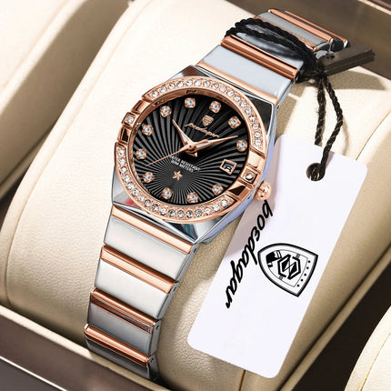 Orologio da donna POEDAGAR, raffinato, impermeabile, luminoso, con datario, in acciaio inossidabile, elegante orologio da polso al quarzo per donna. platinumshop