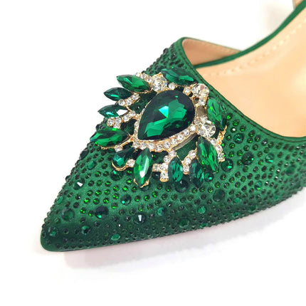 Venus Chan Royal Blue Sandals for Women 2024 Luxury Wedding Pumps Med Heels strass Design Party Shoes and Bags Set