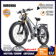 BURCHDA RX80 Bicicletta Elettrica per Adulti, Motore 1000W, Batteria 48V20AH960WH, E-bike con Pneumatici Fat da 26 Pollici per Tutti i Terreni, 45KM/H, E-Mountain Bike