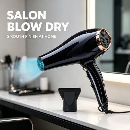 Professional Negative Ions Hair Dryer 2200W 100‑240V Multi Speed Temperature Control Blow Dryer With Concentrator Nozzle For Salon Home Use