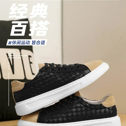 Sneakers Premium Breathable Woven Black Casual Shoes for Men Lightweight Comfortable Daily Walking Outdoor Footwear