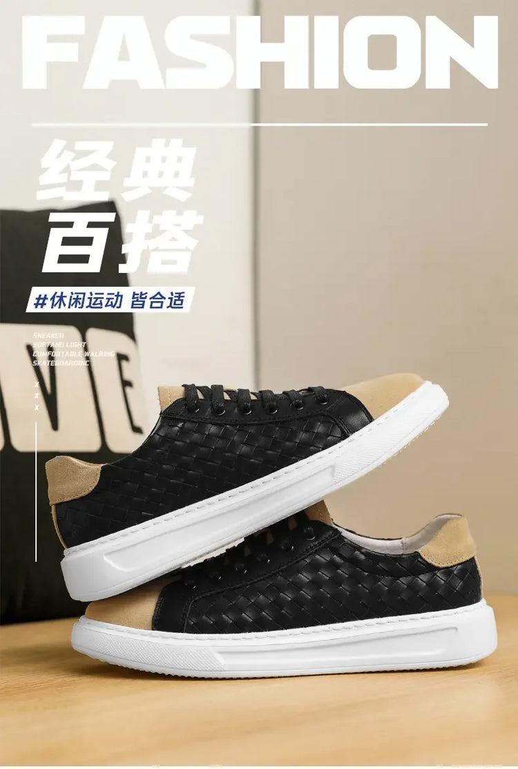 Sneakers Premium Breathable Woven Black Casual Shoes for Men Lightweight Comfortable Daily Walking Outdoor Footwear