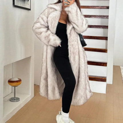 ZADORIN 115cm Long Faux Fox Fur Coat Woman High Street Warm Furry Jacket Faux Fur Coats Woman Winter Clothes White Fur Faux Coat