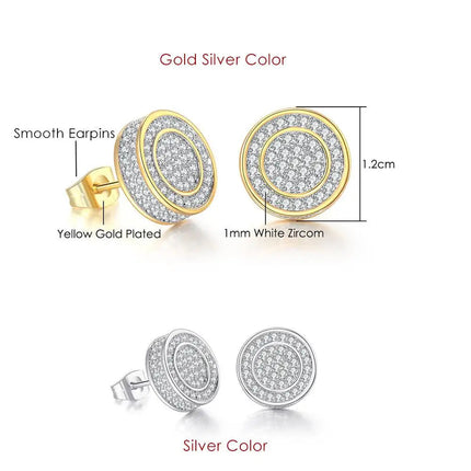 Rock Hip Hop ghiacciato orecchino a perno per uomo uomo Set completo zircone oro Piercing accessori per l'orecchio Punk Hippie Trend gioielli Dropship platinumshop