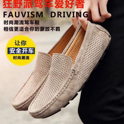 Mocassini da Uomo in Pelle Scamosciata Traspiranti Estivi, Scarpe da Guida di Lusso, Nuove Calzature Casual da Uomo