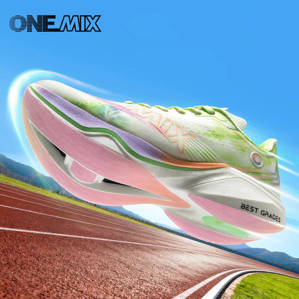 ONEMIX Scarpe da corsa per maratona ultraleggere Scarpe da ginnastica da corsa professionali in nylon con bordo in carbonio con supporto antiurto e rimbalzo PlatiNum