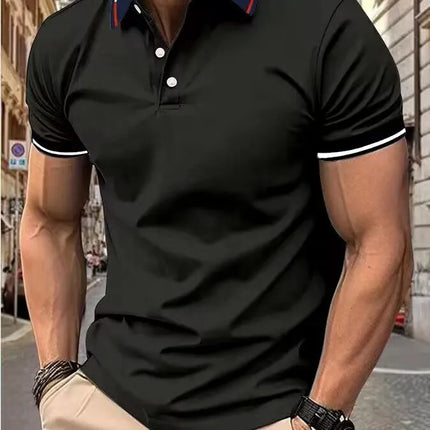 Men's short sleeve top daily casual short sleeve T-shirt with lapel casual short sleeve men's casual T-shirt