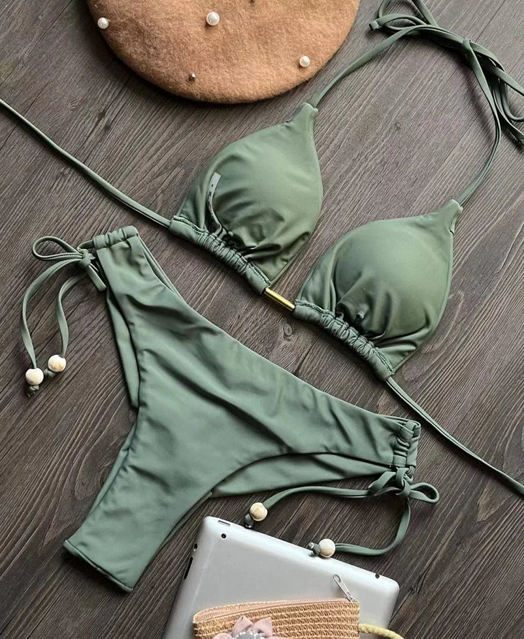 RUOTONGSEPT 2025 Nuovo Sexy Costume da Bagno Triangolare in 13 Colori per Donne, Bikini Brasiliano, Costume Push-Up, Set Bikini da Spiaggia platinumshop