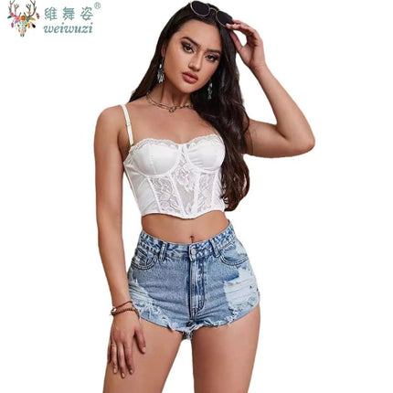 Women's High Rise Light Wash Destroyed Denim Shorts Casual Jeans Summer Fashion Must-Havefor Teen Girls Ripped Hem Jean Hotpants PlatiNum