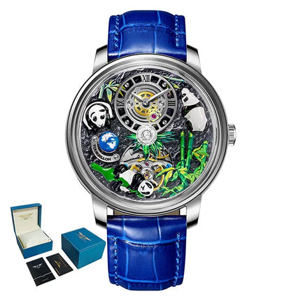 Pindu Luxury and stylish personalized waterproof panda dial fully automatic mechanical men's watch serpentine tourbillon watch