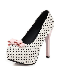 Sexy Super High Heels Women Platform Pumps Polka dot Bow Party Dress Shoes Woman Elegant Wedding Shoes Female 12cm Stilettos