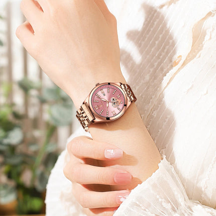 POEDAGAR Orologi di lusso da donna Orologio da donna impermeabile con data luminosa in acciaio inossidabile Orologio da polso da donna al quarzo alla moda elegante platinumshop