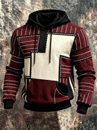 Unisex 3D Printed Hoodie Green Khaki Patchwork Block Stitch Geometric Pullover Long Sleeve Casual Street Sweatshirt Men Tops