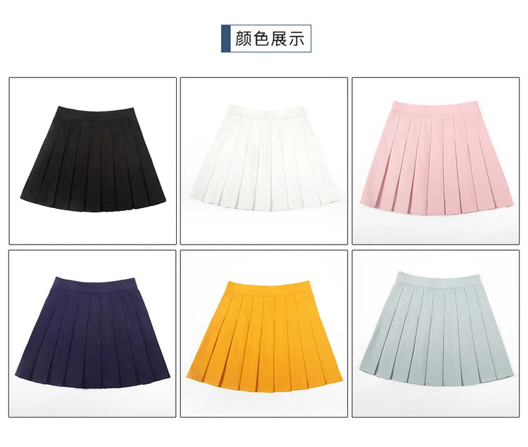 Senza pantaloncini Gonne da donna Vita alta A-Line Gonna a pieghe da donna Moda estiva Donna Mini Harajuku Ladies Short