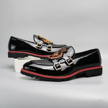 Scarpe in pelle di lusso per uomo Moda ricamo Uomo Scarpe da monaco stile britannico Mocassini di alta qualità Scarpe da uomo d'affari casual 2025