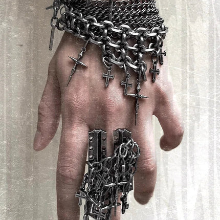 Set di Gioielli Punk Rock per Donne e Uomini, Collane e Anelli con Ciondolo a Croce Gotica, Collezione di Accessori Gioiello Audaci platinumshop