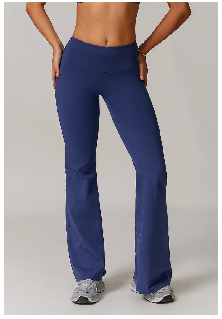 High Waist Wide Leg Pants Leggings Women Tights Fitness Bell-bottoms Yoga Elastic Leggings Push Up Gym Workout Flared Pants PlatiNum