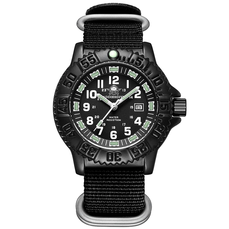 ADDIESDIVE Luxury Men Watch Luminous Dial 50m Water Resistance Date Display Outdoor Casual Men's Quartz Men Watch Nylon Strap