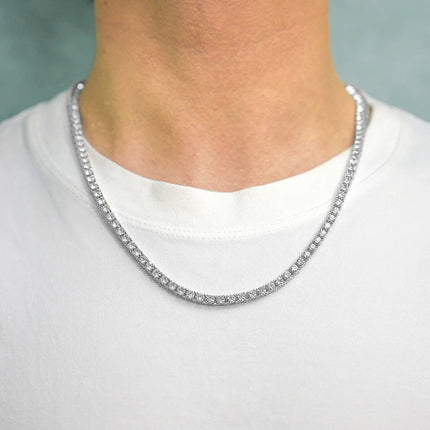 Full Rhinestone 4mm Wide Tennis Link Chain 8/18/20/24 Length Brcelet Necklace Shiny  Fashion Trendy Jewelry Men Women Hip Hop PlatiNum
