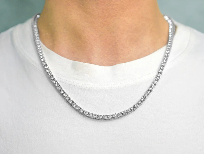 Full Rhinestone 4mm Wide Tennis Link Chain 8/18/20/24 Length Brcelet Necklace Shiny  Fashion Trendy Jewelry Men Women Hip Hop PlatiNum