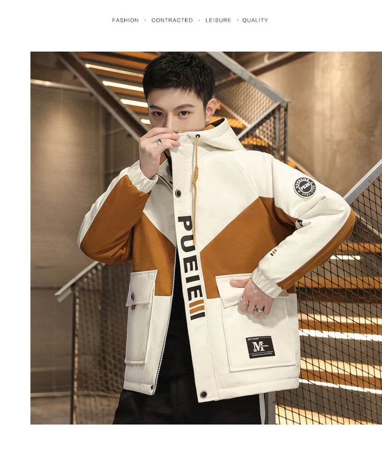 Fashion Men's Hooded Jackets 2026 Spring Autumn Youth High Streetwear Loose Casual Coat Outdoor Zipper Windbreaker Tops Clothing