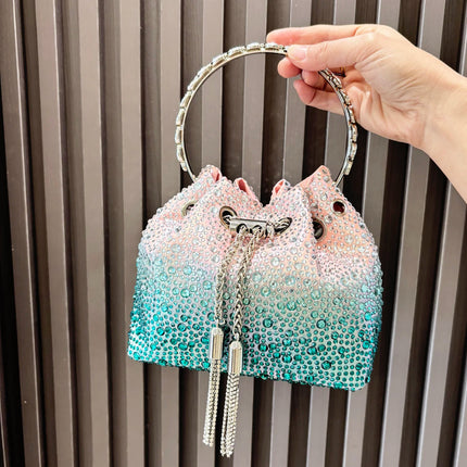 Handle Rhinestones Evening clutch Bag Purses and handbag luxury Designer shoulder bag Shiny Crystal Clutch purse bucket bag PlatiNum