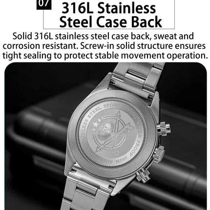 ADDIESDIVE New Men Watch AD2557 Luxury Chronograph VK64 Quartz Wristwatch Ceramic Bezel Luminous Dive 100m Waterproof 40mm Watch