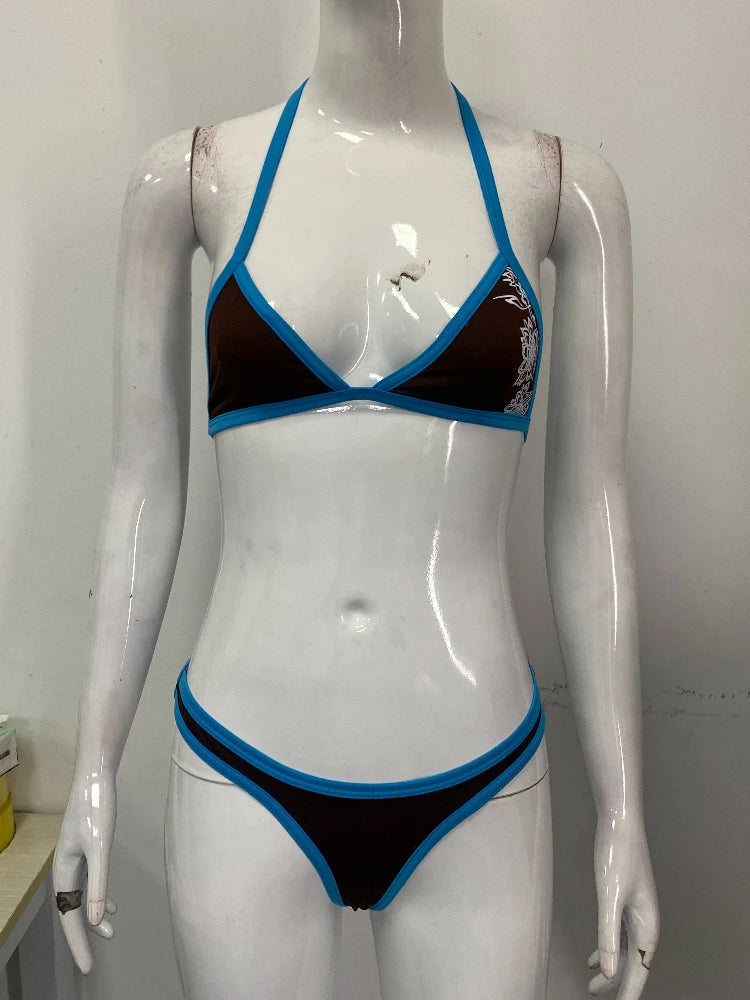 Nuovo bikini estivo 2026, costume da bagno due pezzi da donna, set a tinta unita, intimo stile Y2K platinumshop