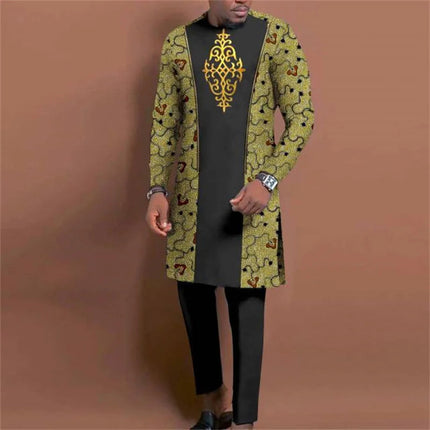 Men's casual fashion luxury geometric print two-piece set PlatiNum
