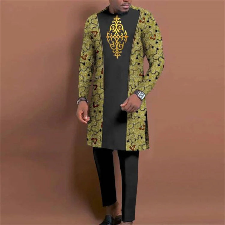 Men's casual fashion luxury geometric print two-piece set PlatiNum