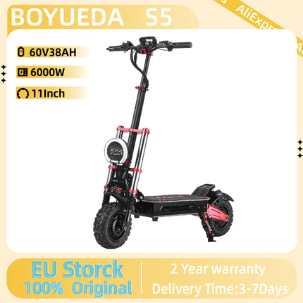 Monopattino Elettrico BOYUEDA S5-11 6000W Doppio Motore con Attivazione NFC e Controllo App, Batteria 60V38AH, Pneumatici Silenziosi per il Pendolarismo Urbano