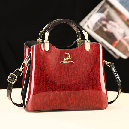 Classic Women's Fashion Shoulder Bag Shiny Leather Crossbody Bag Large Capacity Versatile Luxury Handbag PU Material Medium Size PlatiNum