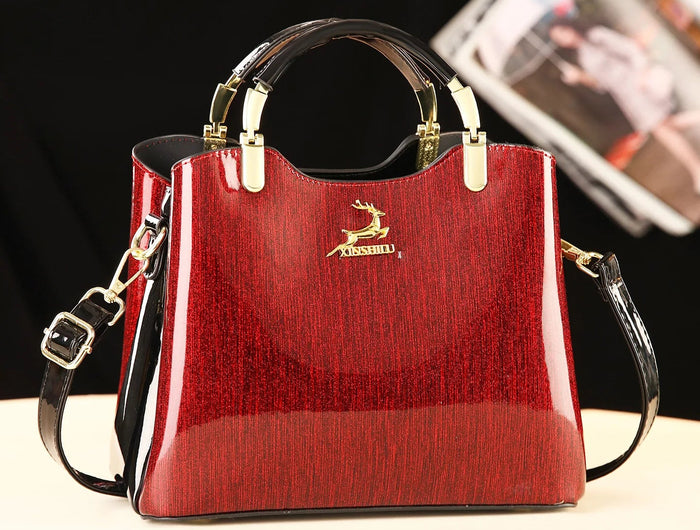 Classic Women's Fashion Shoulder Bag Shiny Leather Crossbody Bag Large Capacity Versatile Luxury Handbag PU Material Medium Size PlatiNum