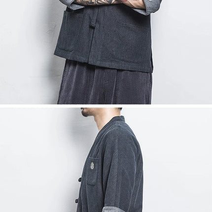 Camicia stile giapponese Kimono Haori Samurai Vestaglie Abito Cinese Hanfu Cardigan Giacche Retro Top Moda Cappotti di jeans Camicetta casual